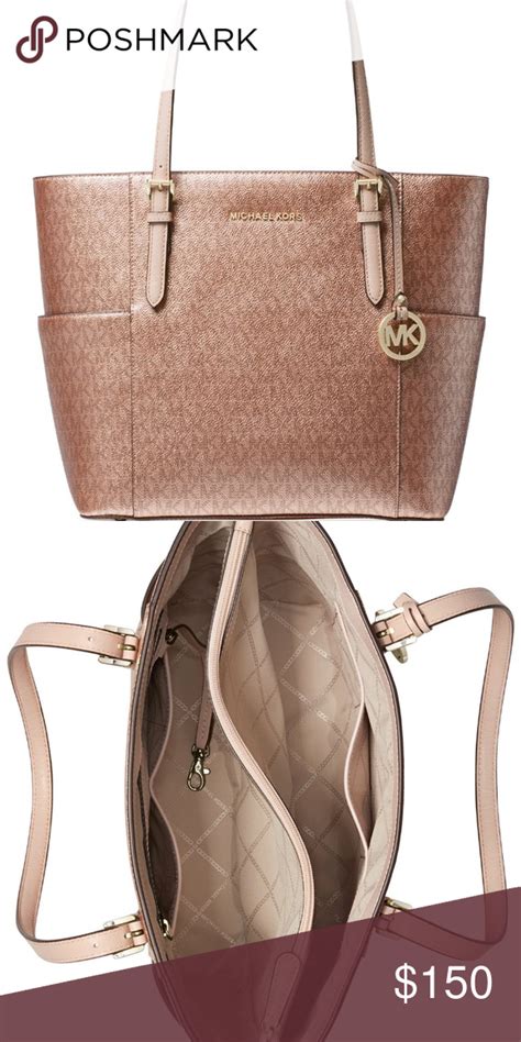 michael kors tote bag rose gold|Michael Kors gold evening bag.